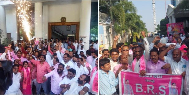 TRS Celebrations : టీఆర్ఎస్ సంబరాలు షురూ.. కారుదే జోరు..