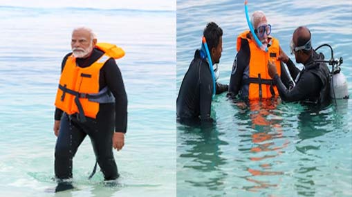 Narendra Modi: సముద్రంలో ప్రధాని మోదీ సాహసం.. సోషల్ మీడియాలో ఫోటోలు వైరల్