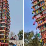 Chariot collapses: ఆలయంలో అపశృతి.. కుప్పకూలిన 120 అడుగుల రథం (వీడియో)