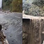 Massive Landslide: రహదారి మధ్యలో భారీ గుంత.. ఎలా ఏర్పడిందంటే?